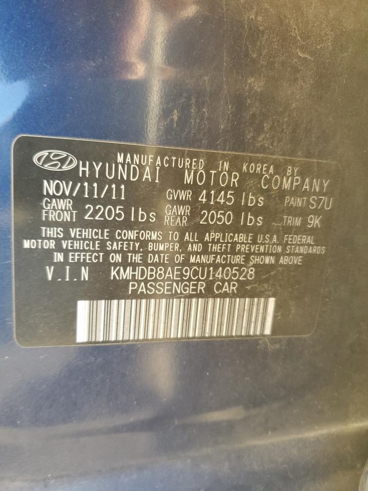 2012 Hyundai Elantra VIN KMHDB8AE9CU140528 Copart auction photo, front end / mechanical damage thumbnail 12