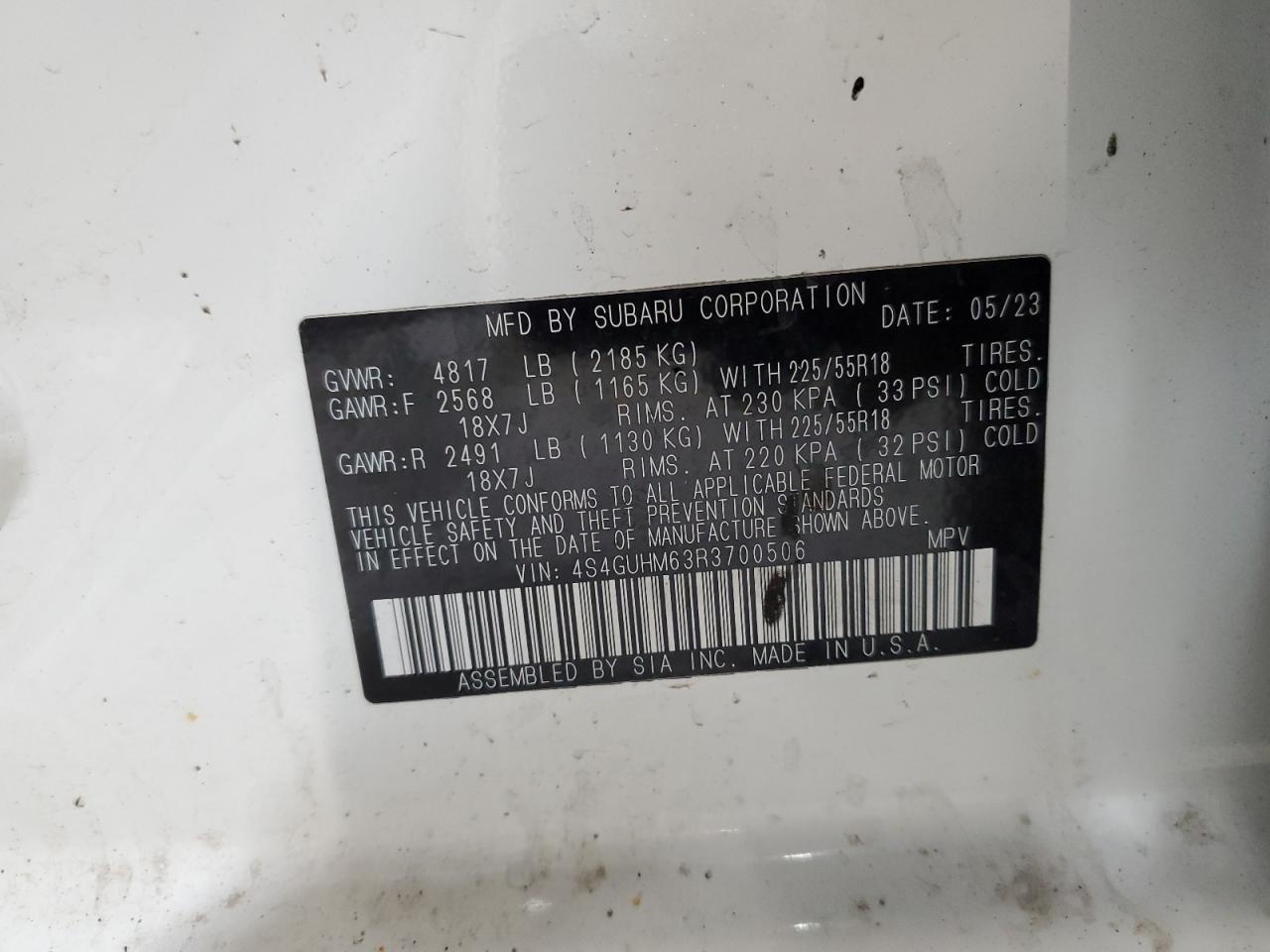 2024 Subaru XV VIN 4S4GUHM63R3700506 Copart auction photo, side damage thumbnail 13
