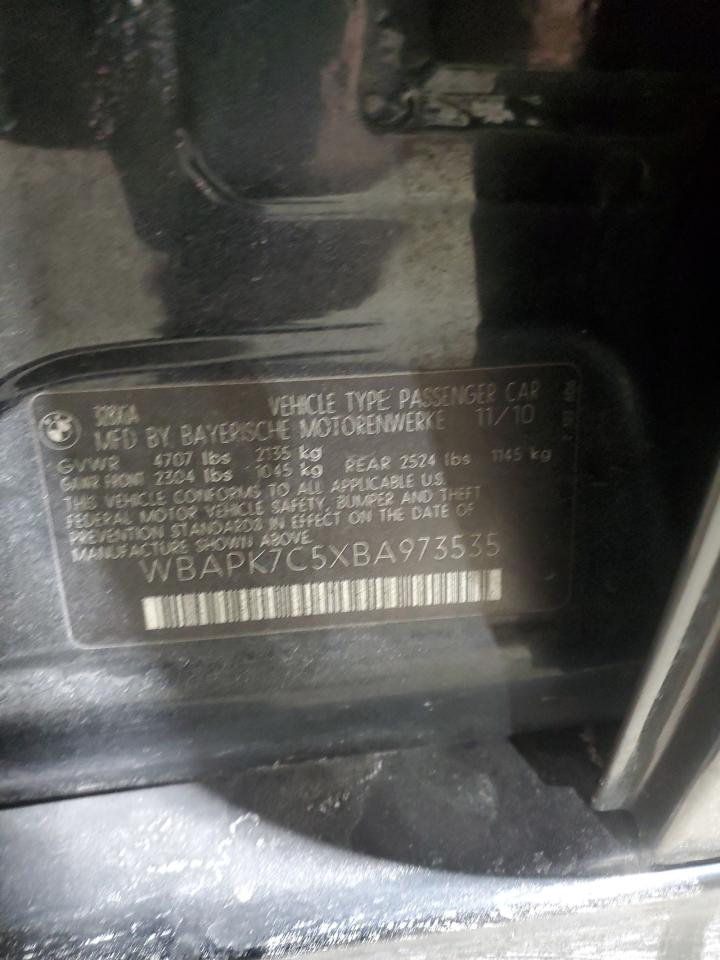 2011 BMW 3er VIN WBAPK7C5XBA973535 Copart auction photo, front end damage thumbnail 13