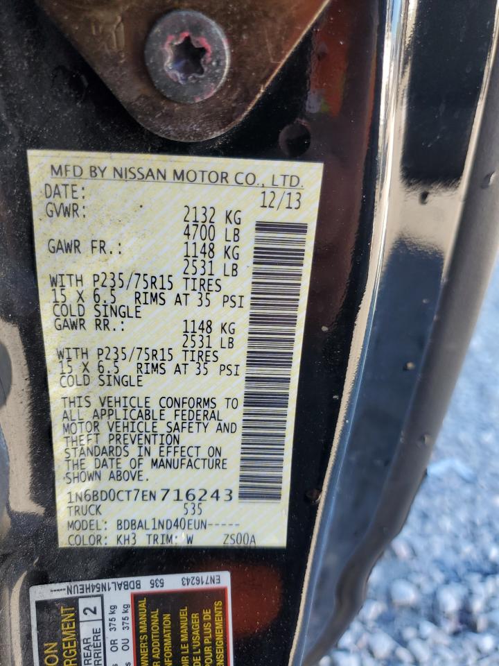 2014 Nissan Navara (Frontier) VIN 1N6BD0CT7EN716243 Copart auction photo, front end / side damage thumbnail 13