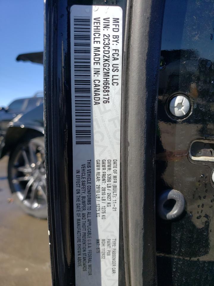 2021 Dodge Challenger VIN 2C3CDZKG2MH668176 Copart auction photo, front end / side damage thumbnail 12
