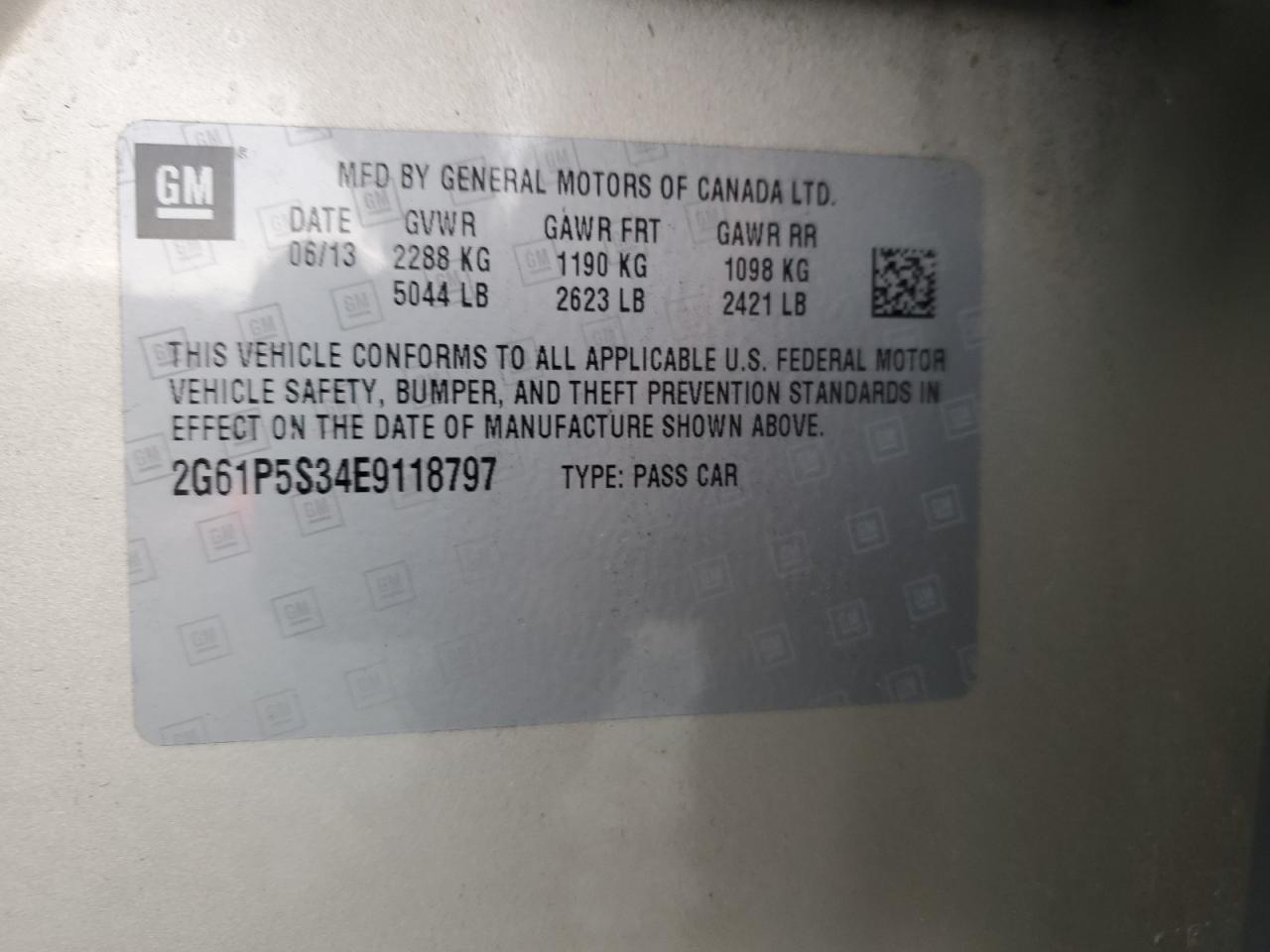 2014 Cadillac XTS VIN 2G61P5S34E9118797 Copart auction photo, front end / side damage thumbnail 12