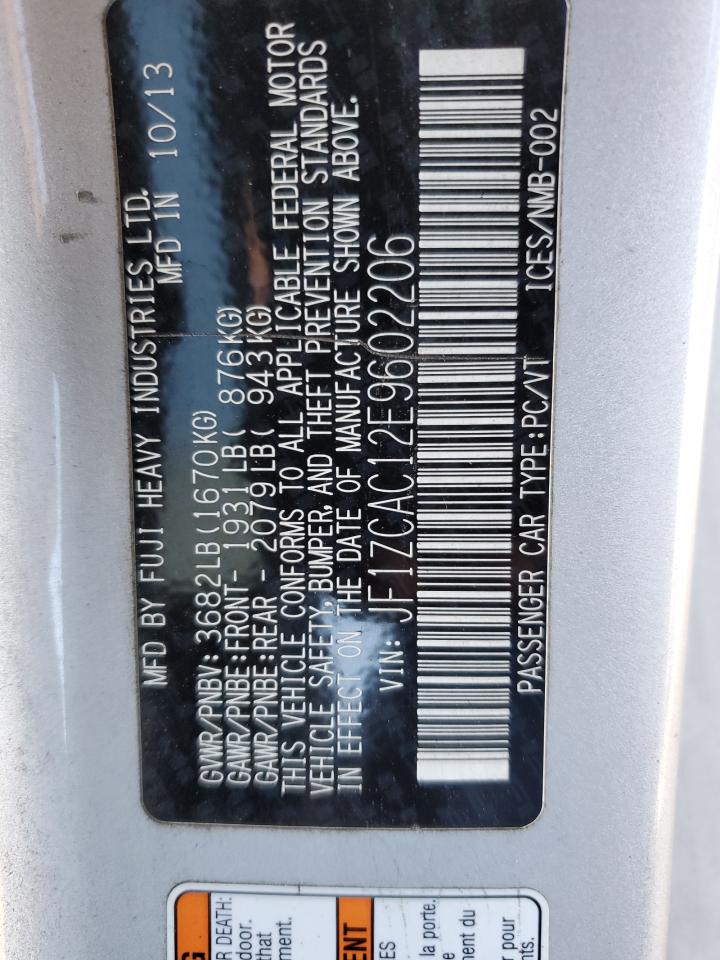 2014 Subaru BRZ VIN JF1ZCAC12E9602206 Copart auction photo, front end damage thumbnail 13