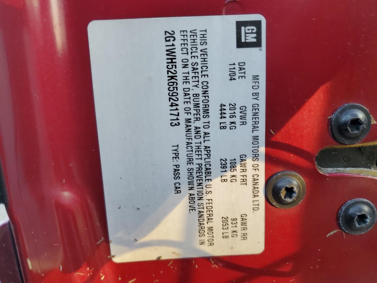 2005 Chevrolet Impala VIN 2G1WH52K659241713 Copart auction photo, water/flood damage thumbnail 13