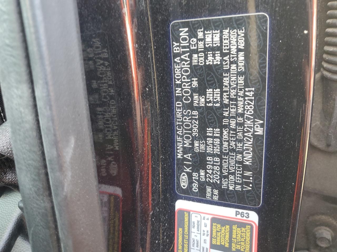 2019 KIA Soul VIN KNDJN2A21K7682141 Copart auction photo, rear end / side damage thumbnail 14