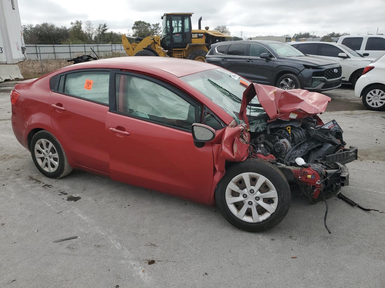 2013 KIA Rio VIN KNADM4A34D6315924 Copart auction photo, all over damage thumbnail 4