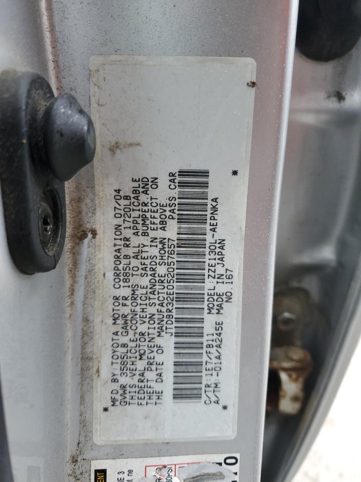 2005 Toyota Corolla VIN JTDBR32E052057657 Copart auction photo, minor dent/scratches damage thumbnail 12