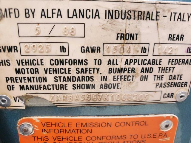 1989 Alfa Romeo Spider VIN ZARBA5587K1066209 Copart auction photo, minor dent/scratches / normal wear damage thumbnail 10