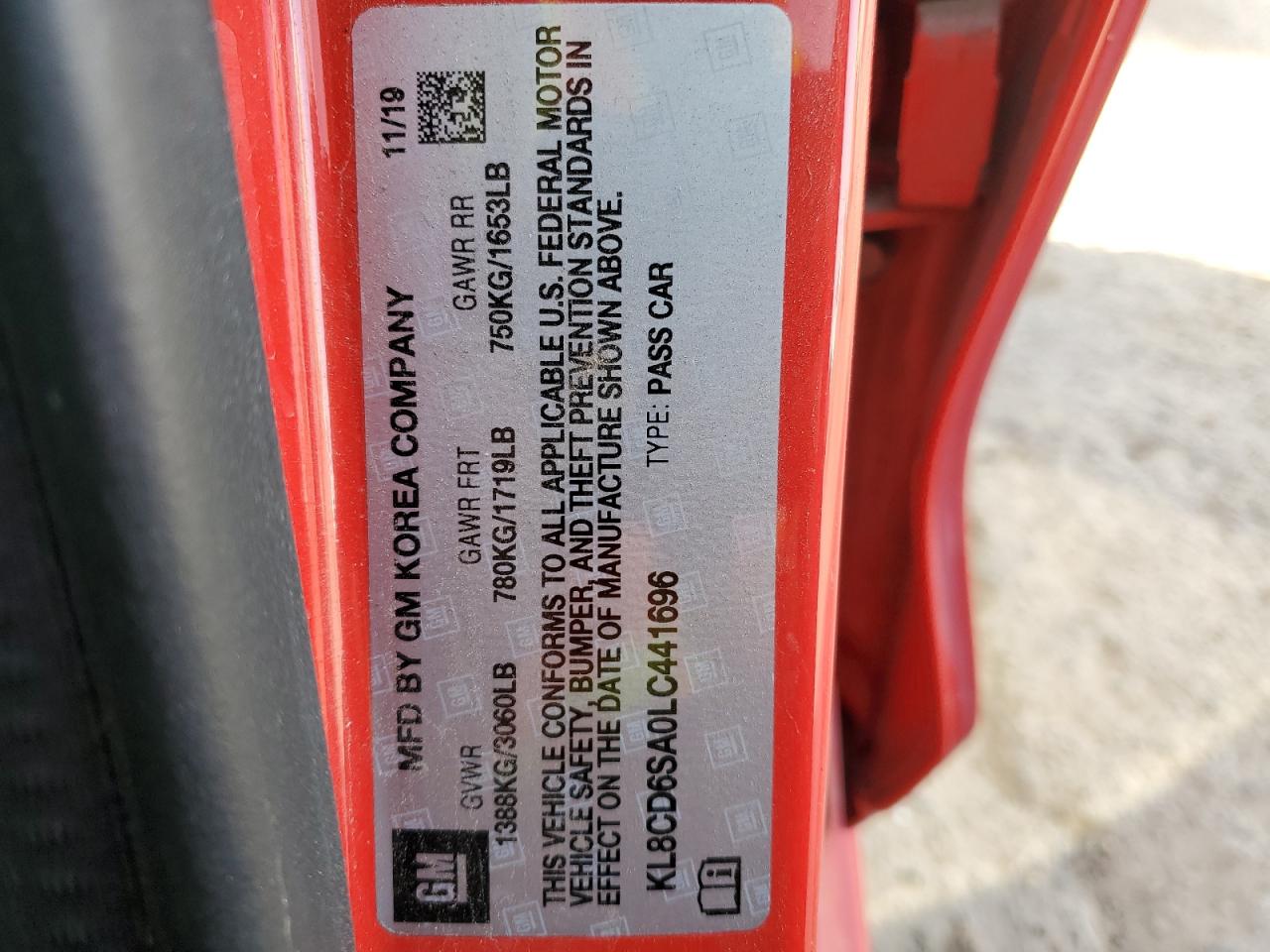 2020 Chevrolet Spark VIN KL8CD6SA0LC441696 Copart auction photo, front end damage thumbnail 12