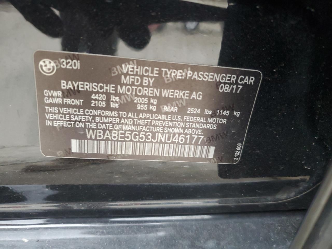 2018 BMW 3er VIN WBA8E5G53JNU46177 Copart auction photo, undercarriage / minor dent/scratches damage thumbnail 12