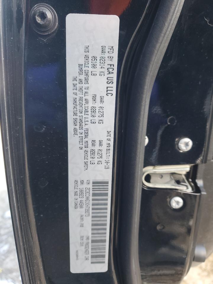 2019 Chrysler 300 VIN 2C3CCAAG1KH739273 Copart auction photo, front end / side damage thumbnail 12
