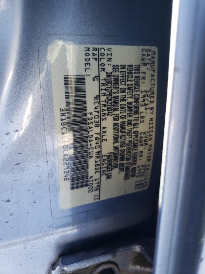2012 Nissan Versa VIN 3N1BC1CP0CK229342 Copart auction photo, front end damage thumbnail 12