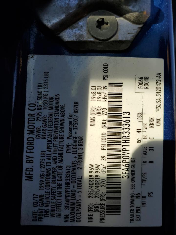 2017 Ford Fusion VIN 3FA6P0VP1HR333613 Copart auction photo, front end damage thumbnail 13