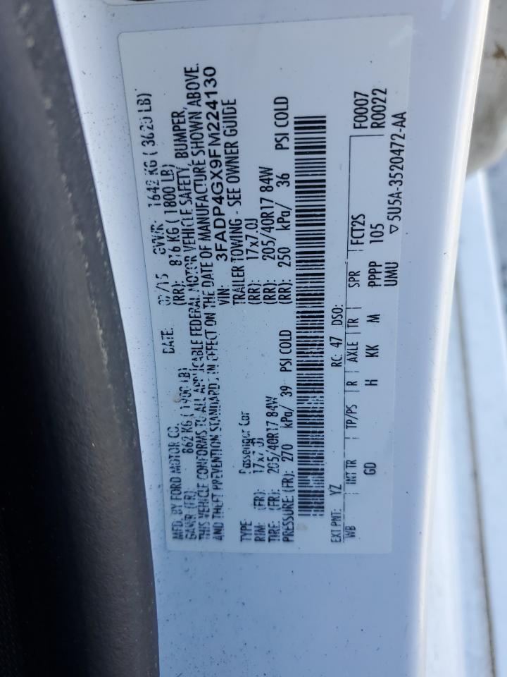 2015 Ford Fiesta VIN 3FADP4GX9FM224130 Copart auction photo, front end damage thumbnail 14