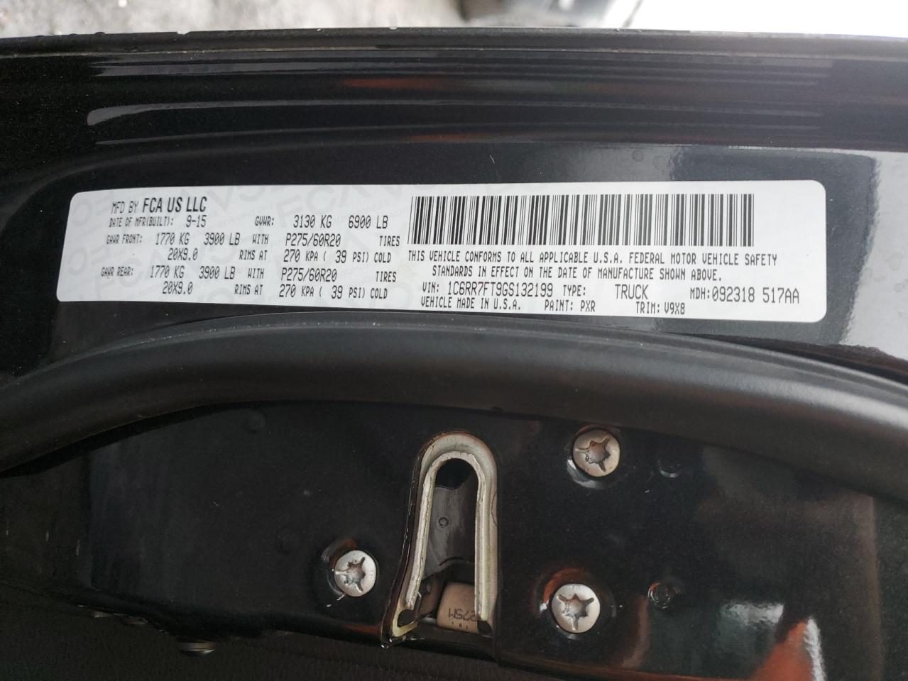 2016 RAM 1500 VIN 1C6RR7FT9GS132199 Copart auction photo, mechanical / minor dent/scratches damage thumbnail 12