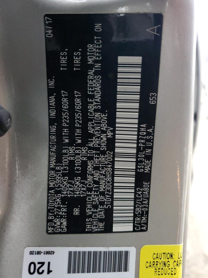 2017 Toyota Sienna VIN 5TDYZ3DC8HS847002 Copart auction photo, all over damage thumbnail 13