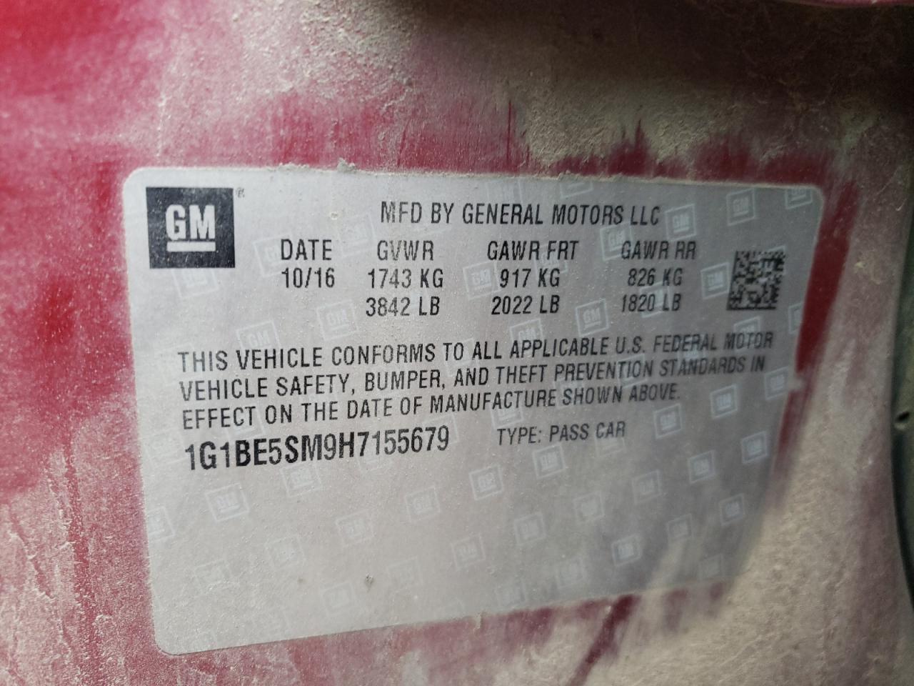 2017 Chevrolet Cruze VIN 1G1BE5SM9H7155679 Copart auction photo, front end damage thumbnail 12