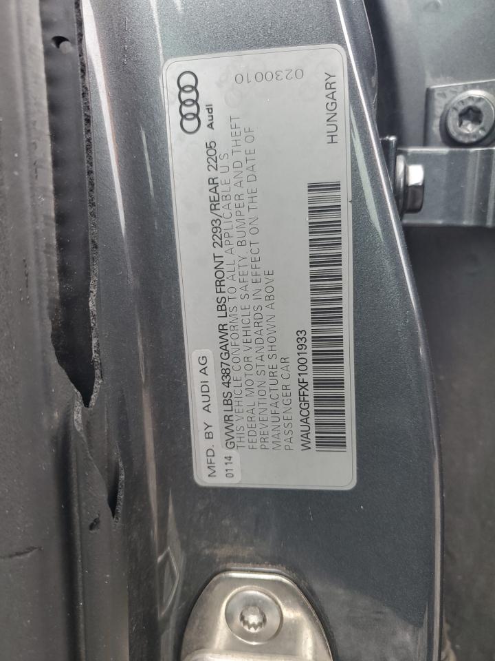 2015 Audi A3 VIN WAUACGFFXF1001933 Copart auction photo, front end / side damage thumbnail 12