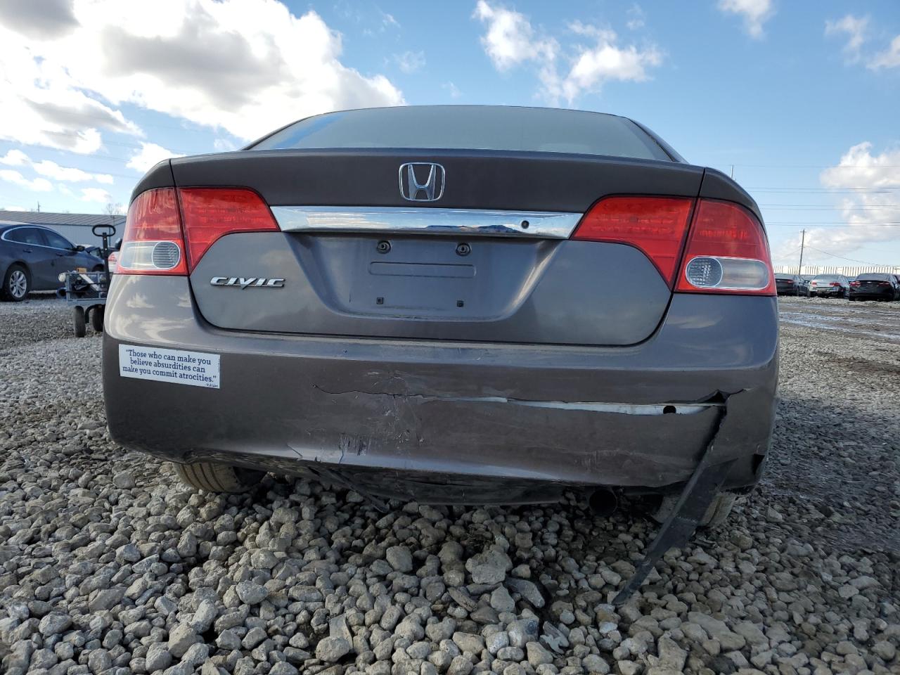 2009 Honda Civic VIN 19XFA16589E008481 Copart auction photo, front end / rear end damage thumbnail 6