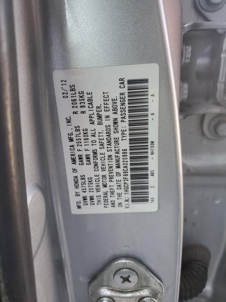 2012 Honda Accord VIN 1HGCP3F89CA020996 Copart auction photo, vandalism damage thumbnail 12