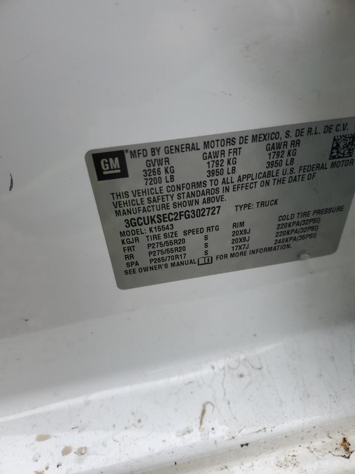 2015 Chevrolet Silverado VIN 3GCUKSEC2FG302727 Copart auction photo, all over damage thumbnail 14