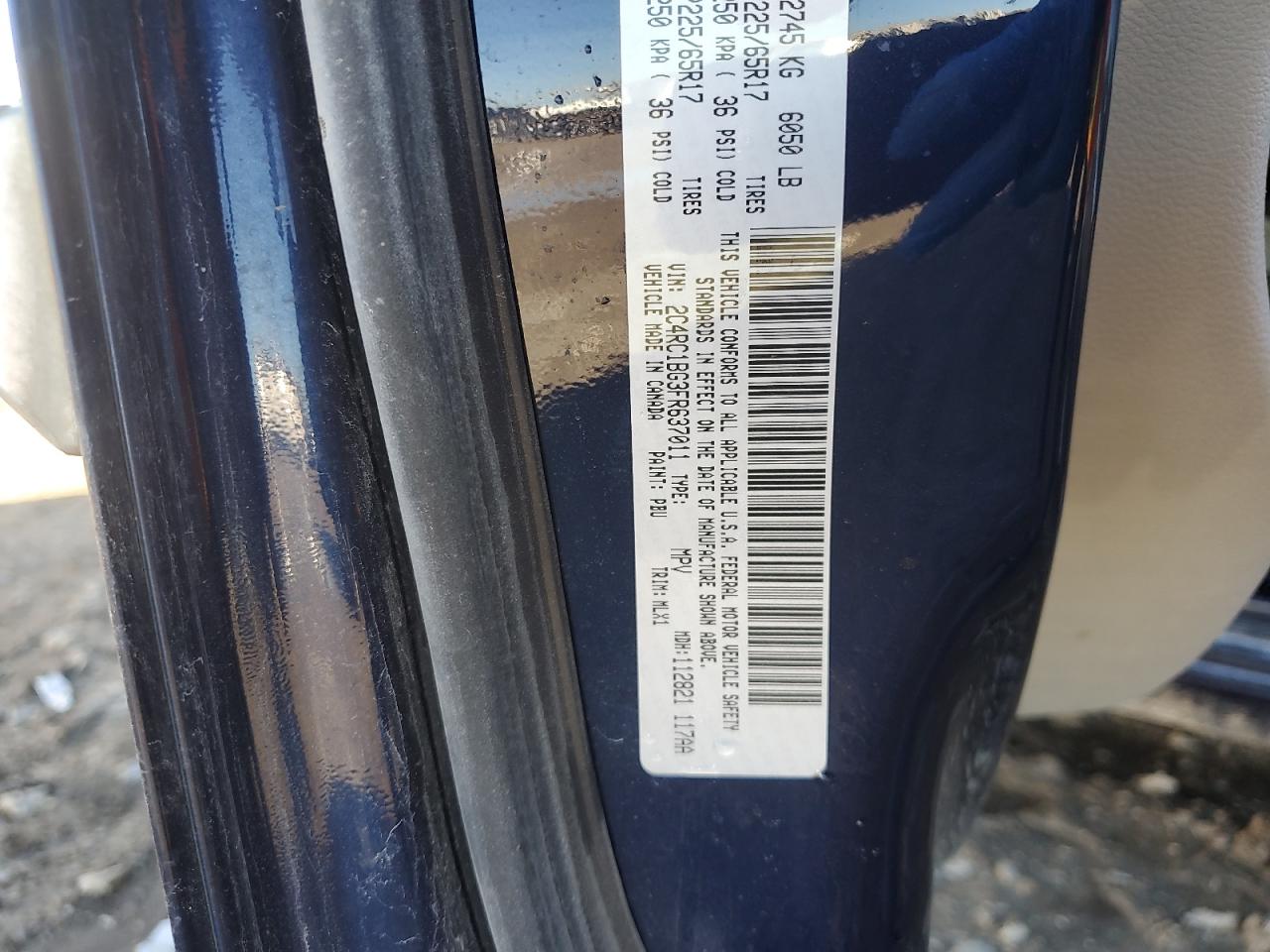 2015 Chrysler Town & Country VIN 2C4RC1BG3FR637011 Copart auction photo, front end damage thumbnail 13
