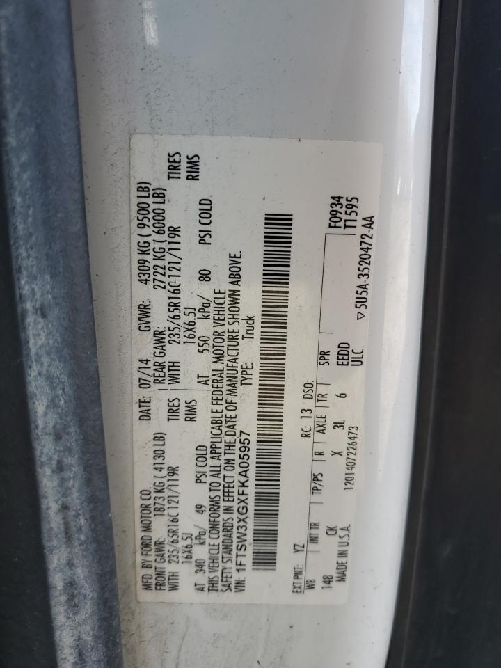 2015 Ford Transit VIN 1FTSW3XGXFKA05957 Copart auction photo, normal wear damage thumbnail 13
