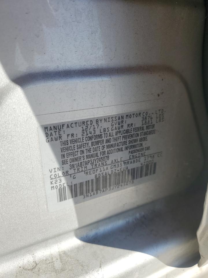 2018 Nissan Sentra VIN 3N1AB7AP3JY245078 Copart auction photo, rear end damage thumbnail 15