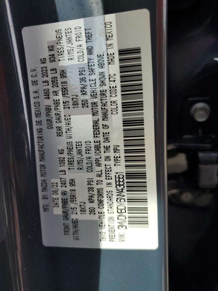 2022 Mazda CX-30 VIN 3MVDMBDY6NM436551 Copart auction photo, water/flood damage thumbnail 13