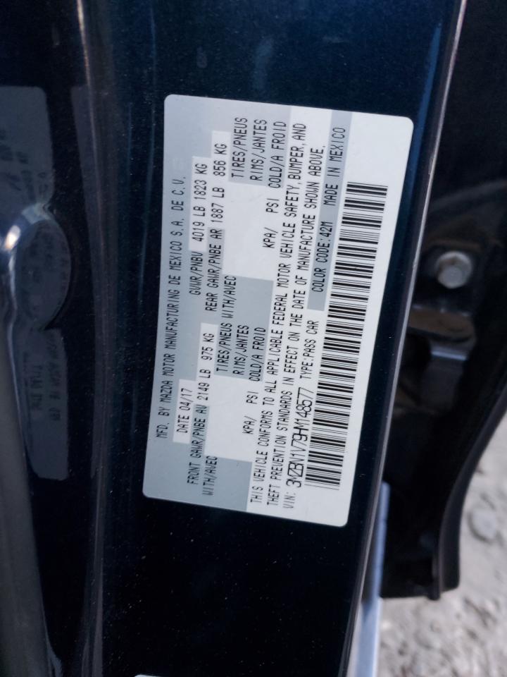 2017 Mazda 3 VIN 3MZBN1V79HM148577 Copart auction photo, rear end damage thumbnail 12