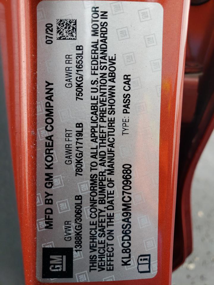 2022 Chevrolet Spark VIN KL8CD6SA9MC709680 Copart auction photo, front end / frame damage damage thumbnail 14