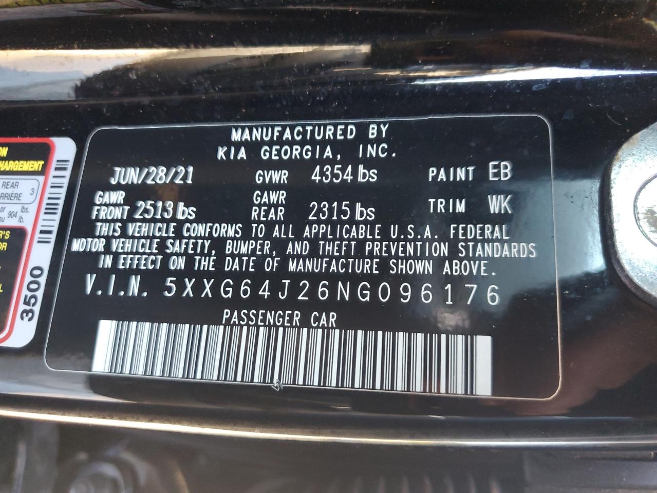 2022 KIA K5 VIN 5XXG64J26NG096176 Copart auction photo, rear end damage thumbnail 14