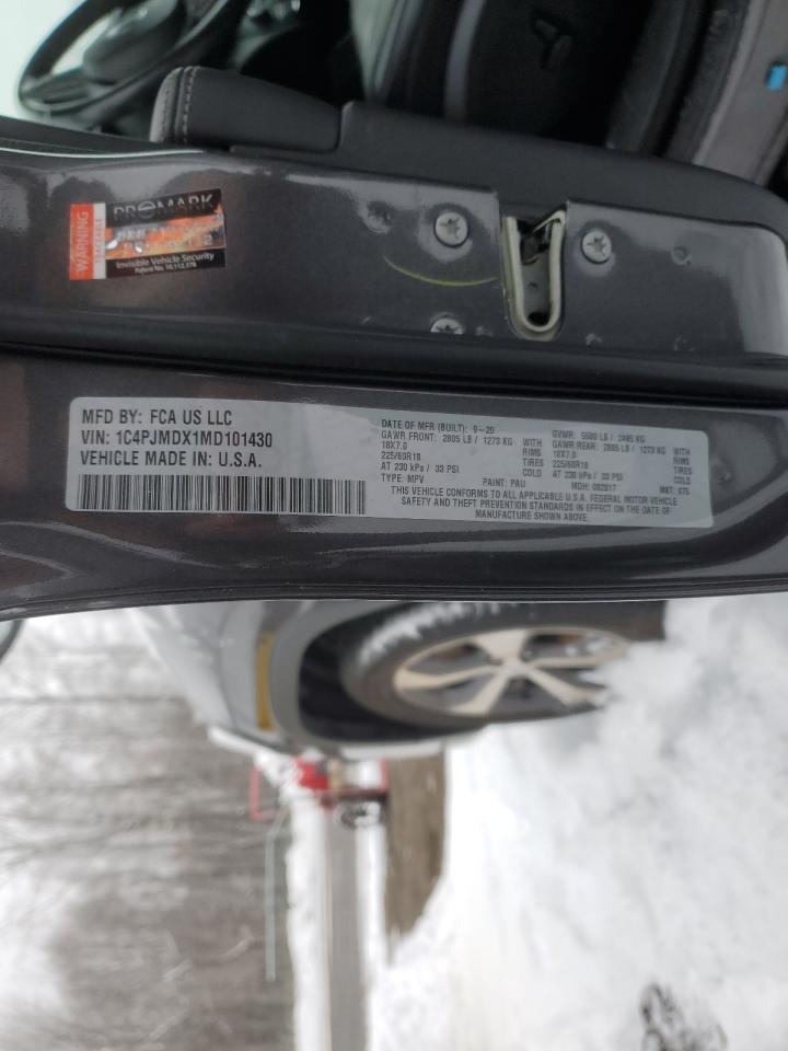 2021 Jeep Grand Cherokee VIN 1C4PJMDX1MD101430 Copart auction photo, rear end / side damage thumbnail 13