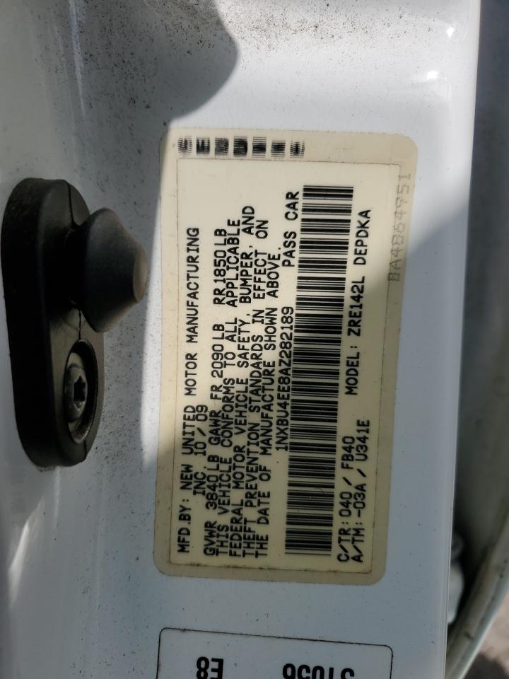 2010 Toyota Corolla VIN 1NXBU4EE8AZ282189 Copart auction photo, side damage thumbnail 12