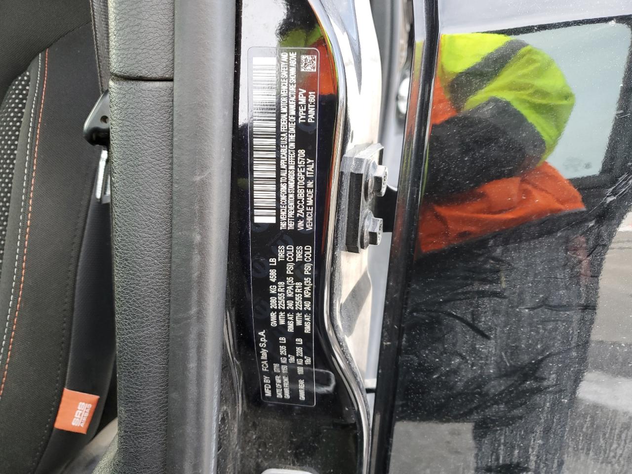 2016 Jeep Renegade VIN ZACCJBBT0GPE15708 Copart auction photo, front end / minor dent/scratches damage thumbnail 14