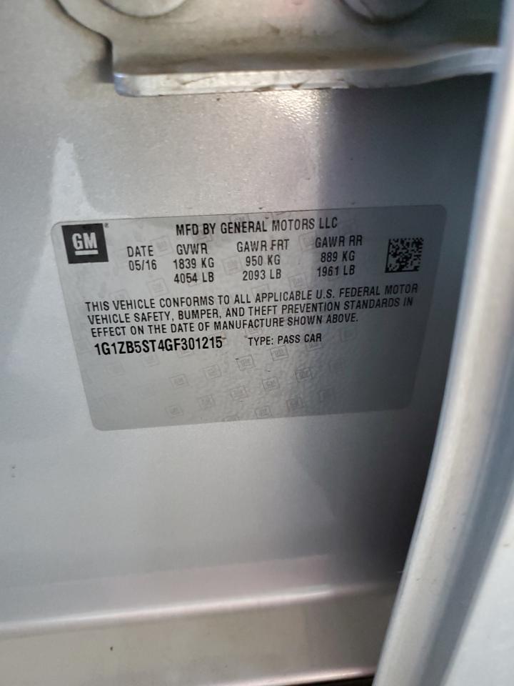 2016 Chevrolet Malibu VIN 1G1ZB5ST4GF301215 Copart auction photo, side / rear end damage thumbnail 15