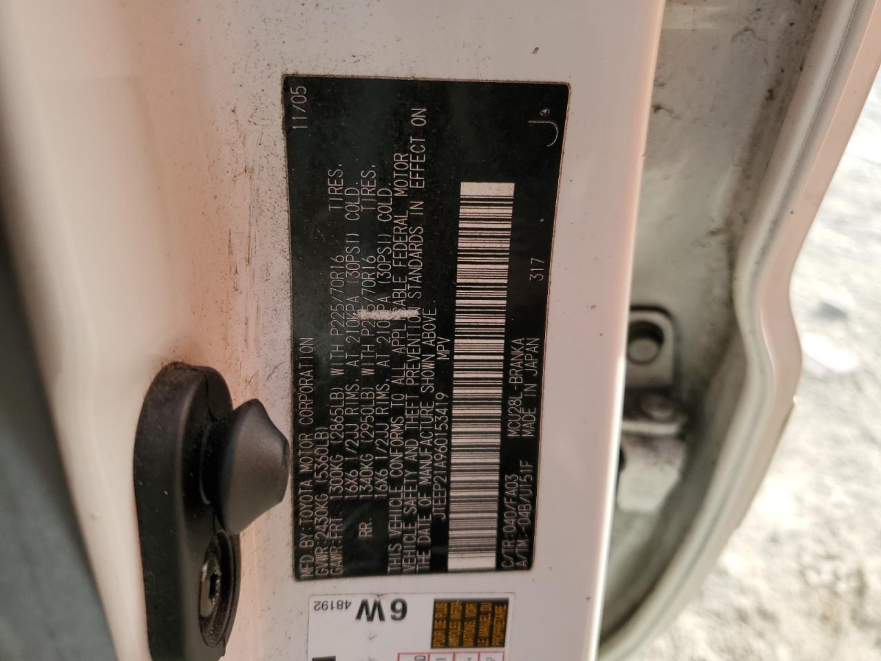 2006 Toyota Highlander VIN JTEEP21A960153419 Copart auction photo, front end damage thumbnail 16