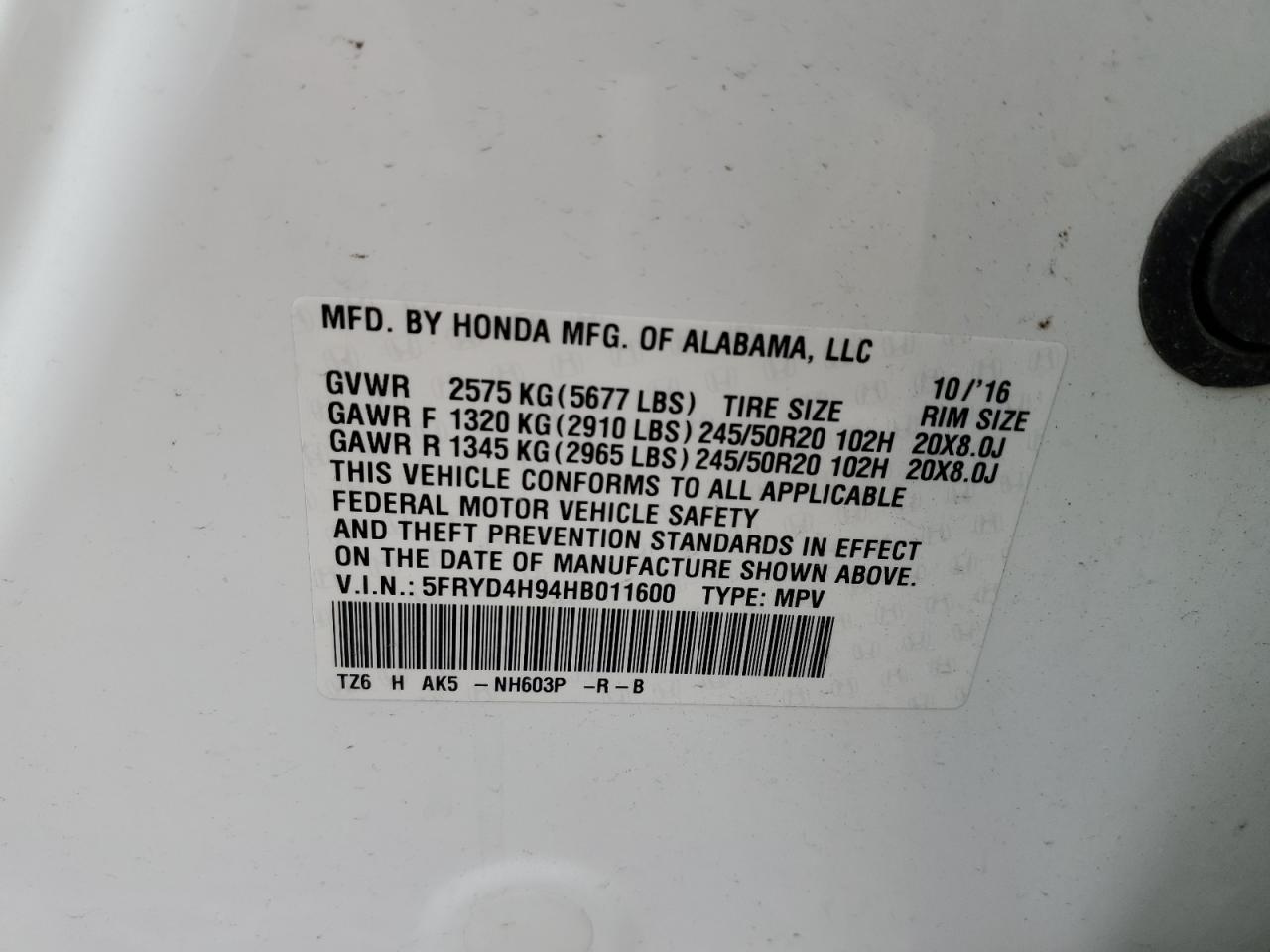 2017 Acura MDX VIN 5FRYD4H94HB011600 Copart auction photo, front end damage thumbnail 13