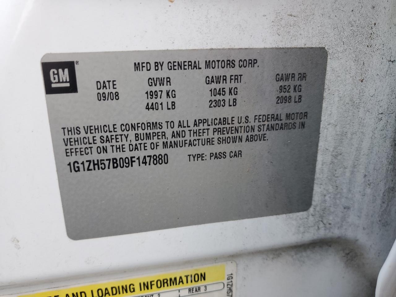 2009 Chevrolet Malibu VIN 1G1ZH57B09F147880 Copart auction photo, all over damage thumbnail 12