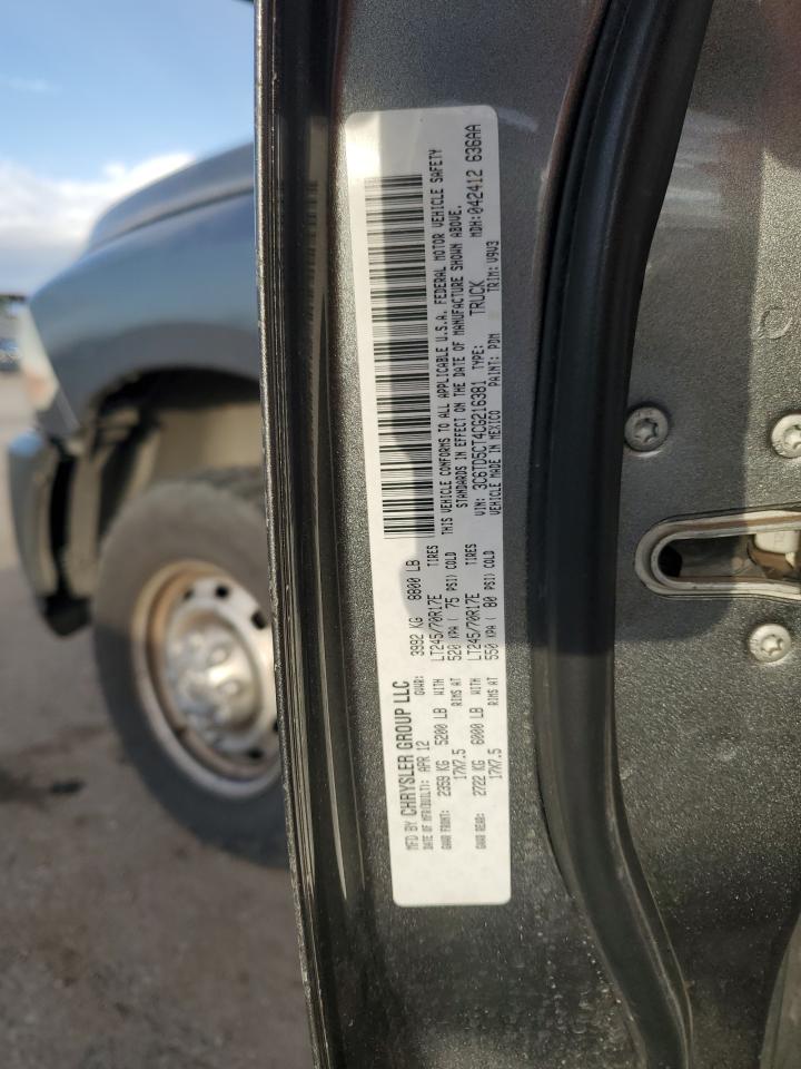 2012 Dodge RAM VIN 3C6TD5CT4CG216381 Copart auction photo, front end damage thumbnail 14