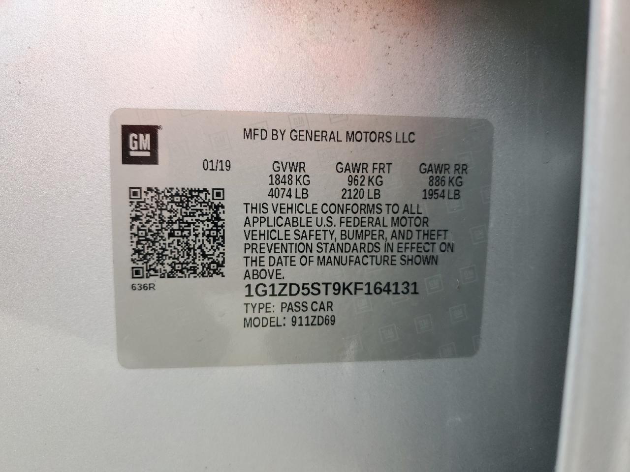 2019 Chevrolet Malibu VIN 1G1ZD5ST9KF164131 Copart auction photo, water/flood / rear end damage thumbnail 12