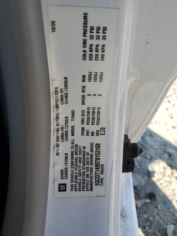 2007 Chevrolet Colorado VIN 1GCDT149978153169 Copart auction photo, frame damage / minor dent/scratches damage thumbnail 12