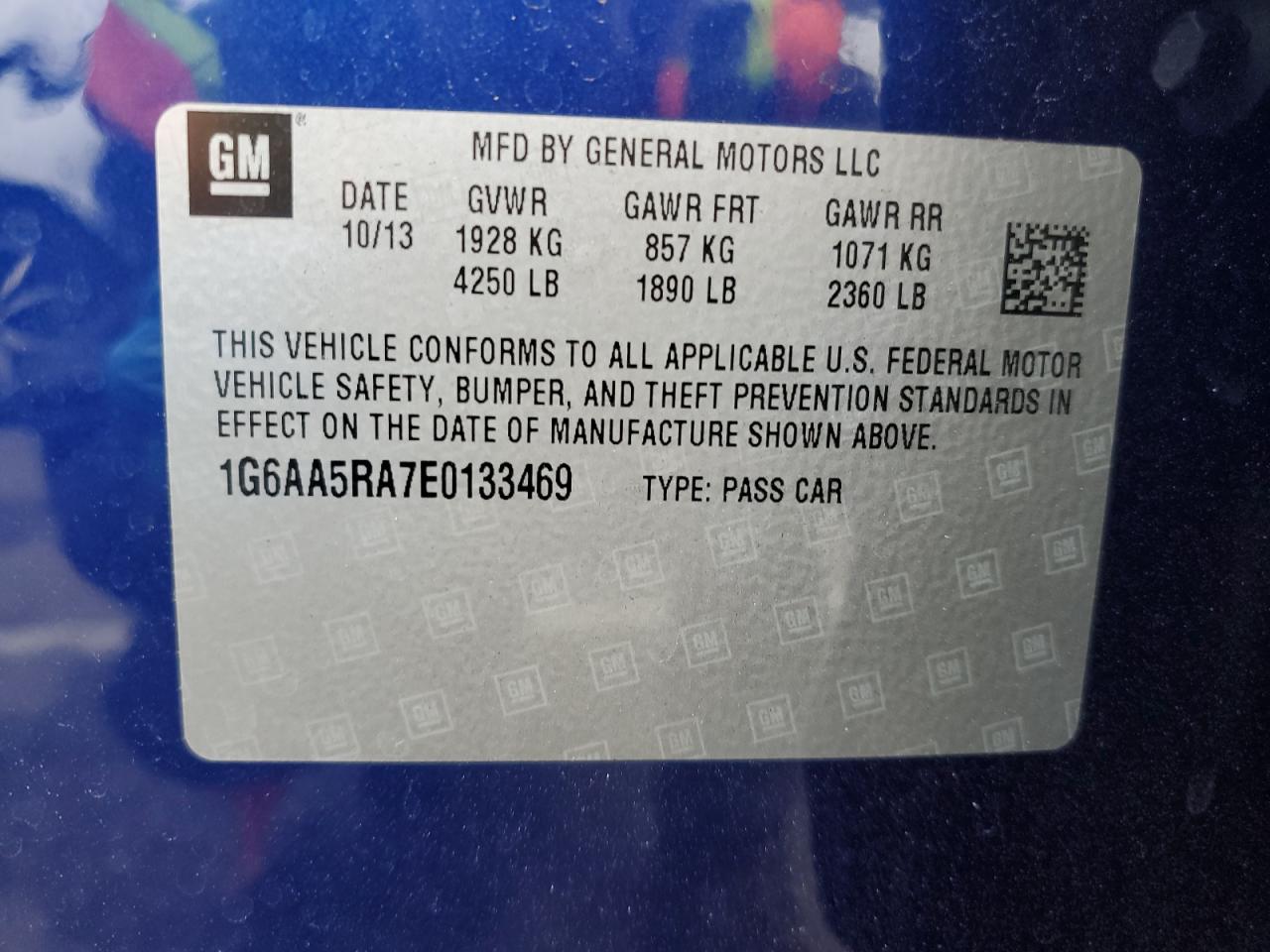 2014 Cadillac ATS VIN 1G6AA5RA7E0133469 Copart auction photo, rear end damage thumbnail 12