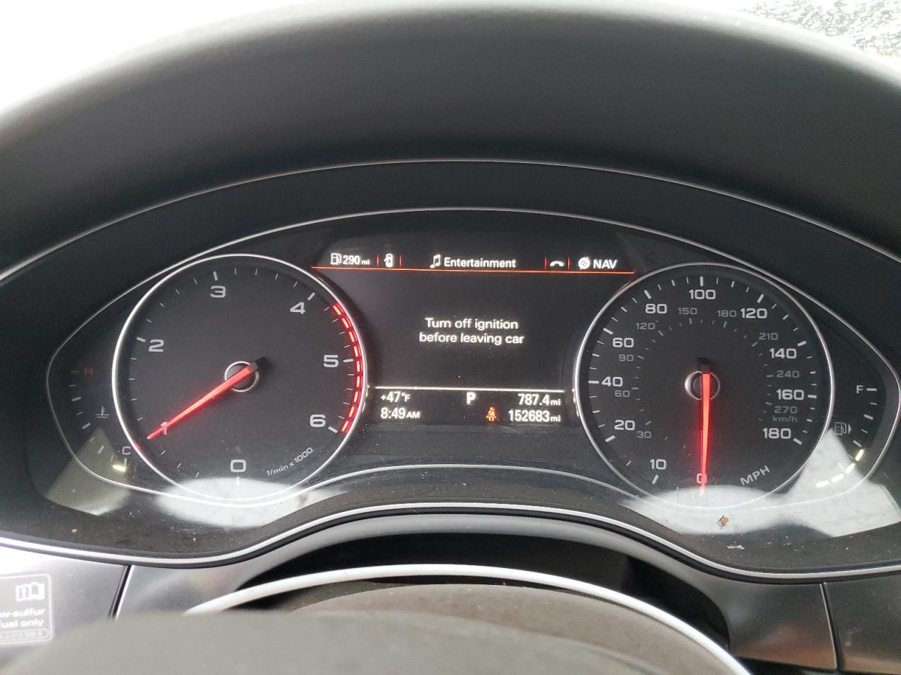 2014 Audi A6 VIN WAUHMAFC1EN044577 Copart auction photo, top/roof damage thumbnail 9