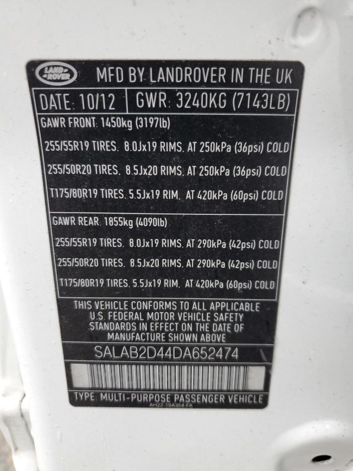 2013 Land Rover LR4 VIN SALAB2D44DA652474 Copart auction photo, minor dent/scratches damage thumbnail 13