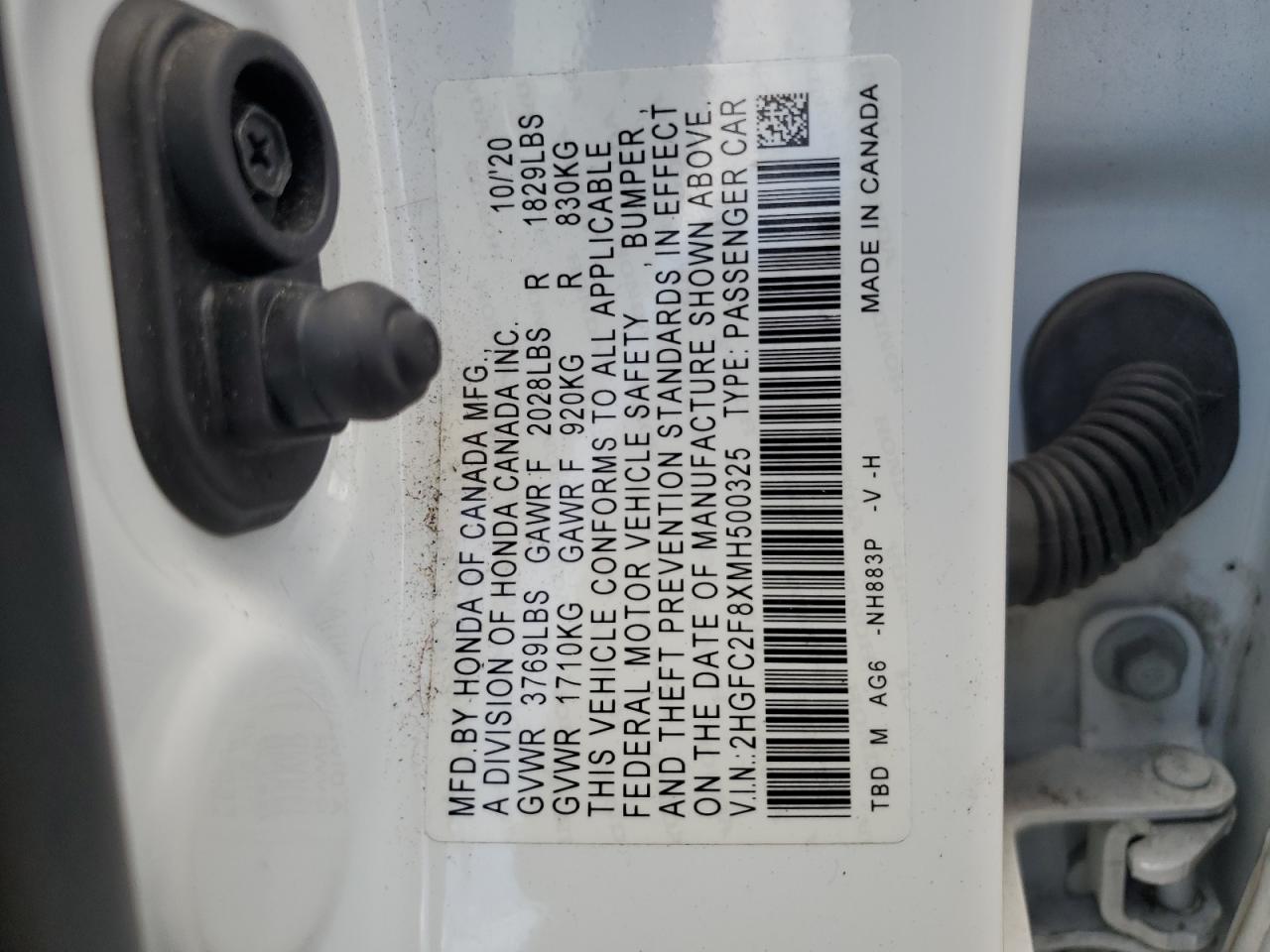 2021 Honda Civic VIN 2HGFC2F8XMH500325 Copart auction photo, front end damage thumbnail 13