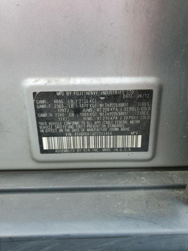 2013 Subaru Outback VIN 4S4BRDKCXD2203464 Copart auction photo, all over damage thumbnail 14