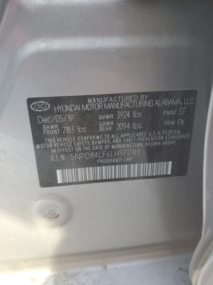 2020 Hyundai Elantra VIN 5NPD84LF6LH571789 Copart auction photo, front end / frame damage damage thumbnail 14