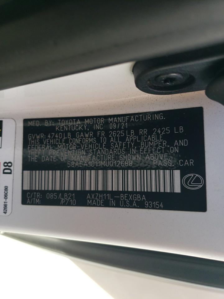 2021 Lexus ES VIN 58AEA1C11MU012688 Copart auction photo, rear end / front end damage thumbnail 14