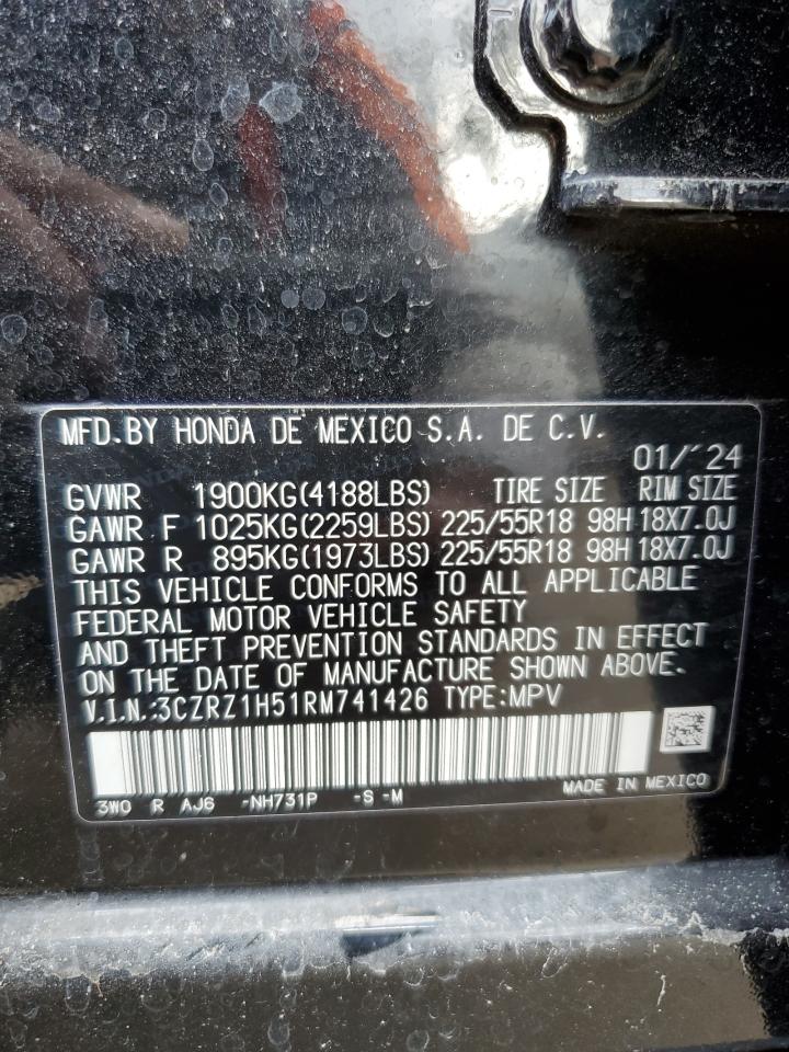 2024 Honda HR-V VIN 3CZRZ1H51RM741426 Copart auction photo, water/flood damage thumbnail 14